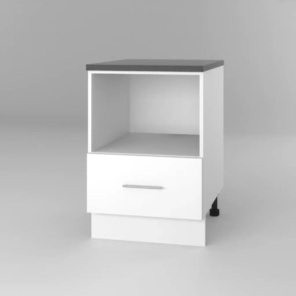 600mm microwave 1 drawer base cabinet (Avant glossy white) (Standard runners)
