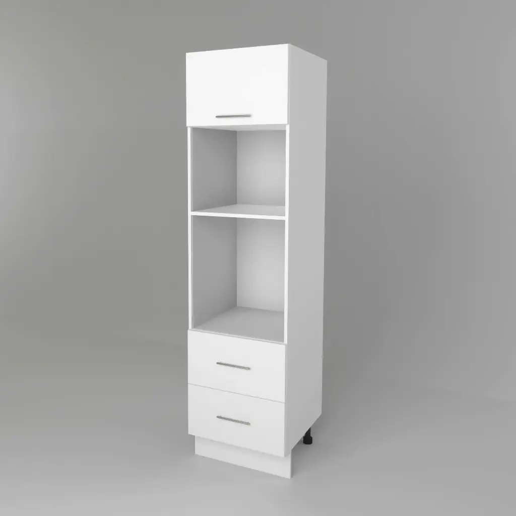600mm oven tower 2 drawer (Geneva gloss white) (Standard runners)
