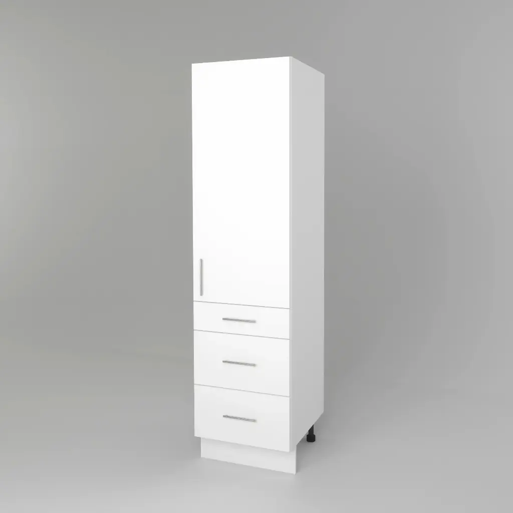 600mm pantry 3 drawer cabinet (Geneva gloss white)