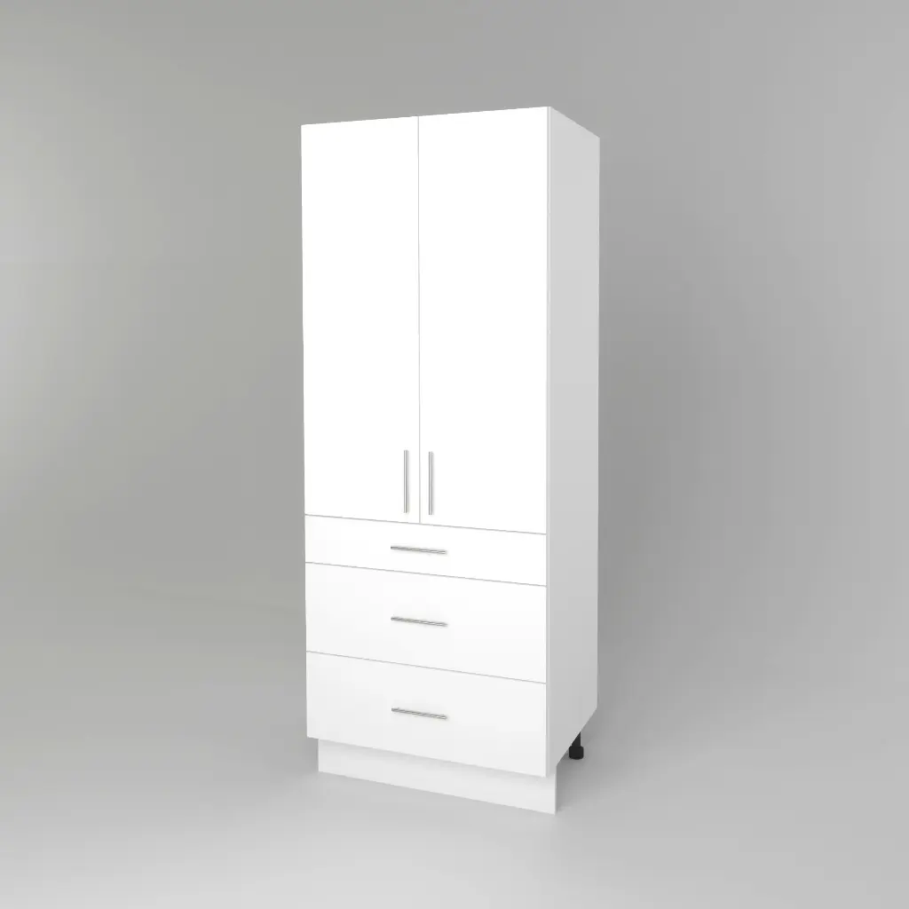 900mm pantry 3 drawer cabinet (Geneva gloss white)