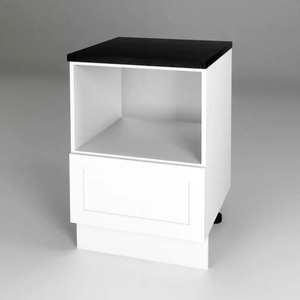 600mm microwave 1 drawer base cabinet (Geneva shaker matte white)