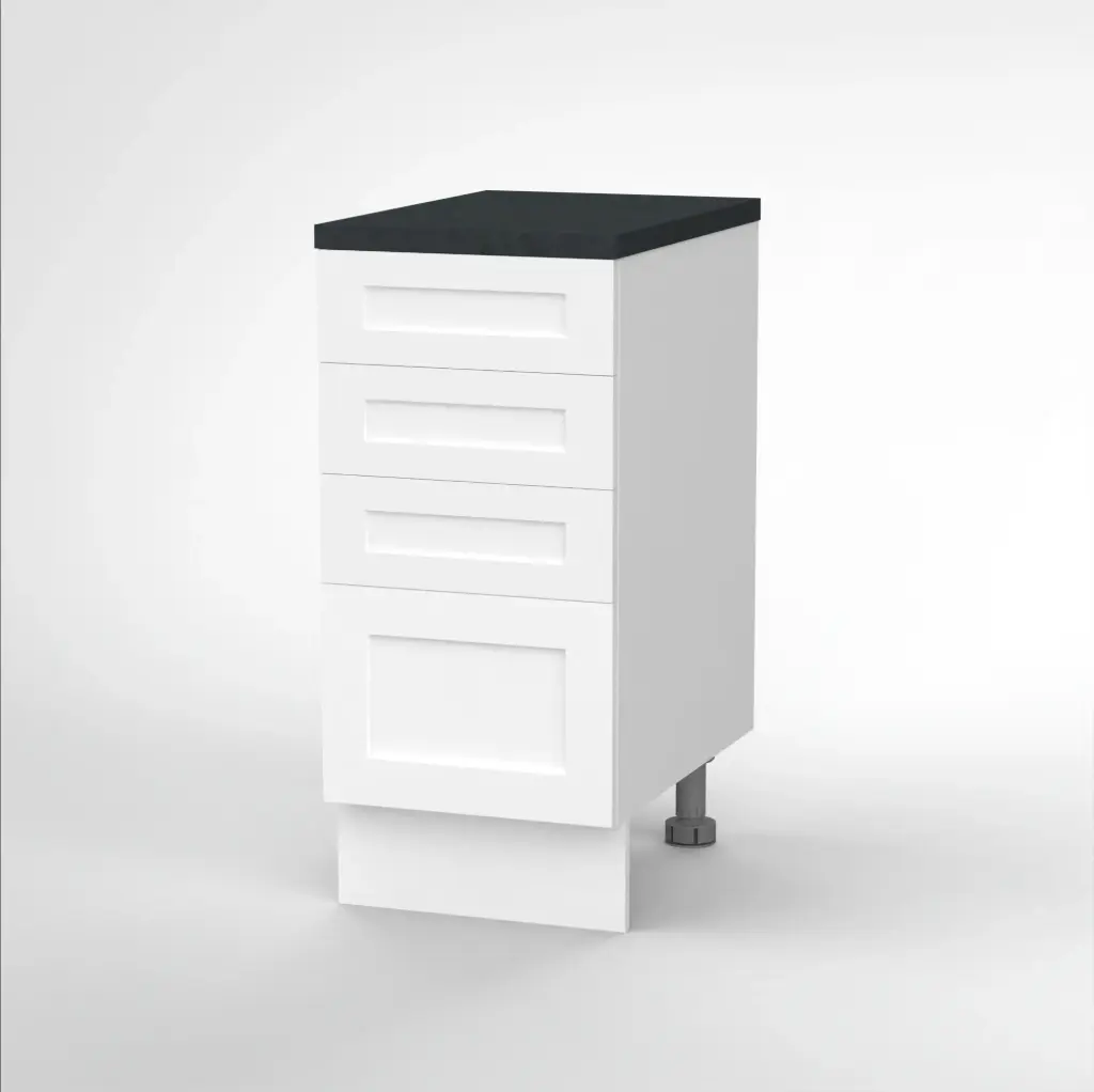 400mm 4 drawer base cabinet (Geneva shaker matte white) (Standard runners)