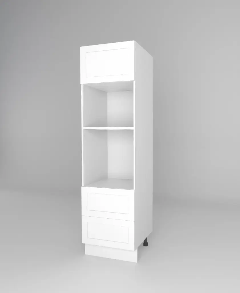 600mm oven tower 2 drawer (Geneva shaker matte white) (Standard runners)