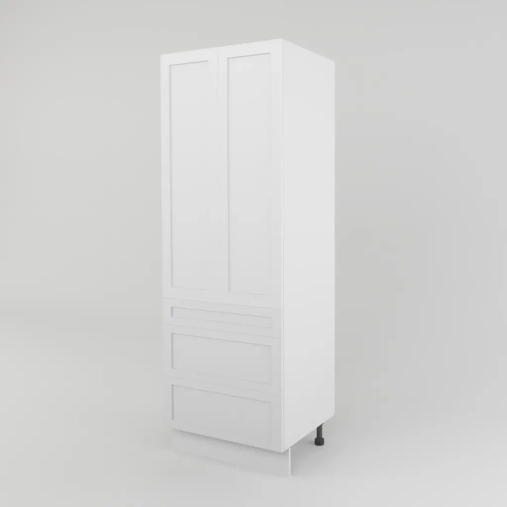 900mm pantry 3 drawer cabinet (Geneva shaker matte white)