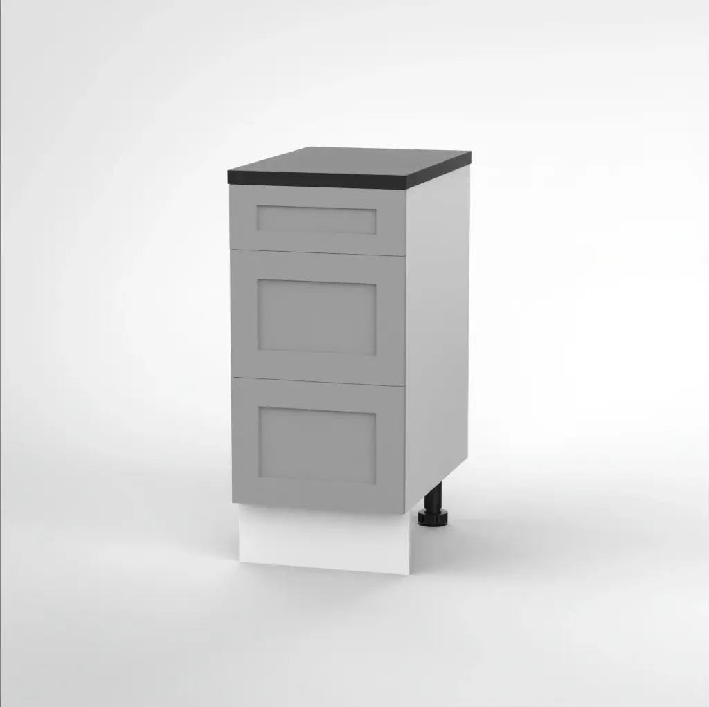 400mm 3 drawer base cabinet (Geneva shaker matte grey) (Standard runners)