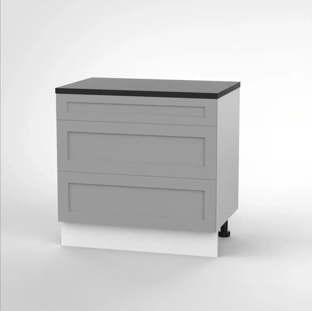 900mm 3 drawer base cabinet (Geneva shaker matte grey) (Standard runners)