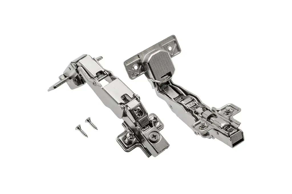 Cabinet hinge 165 degrees, soft close, clip on base