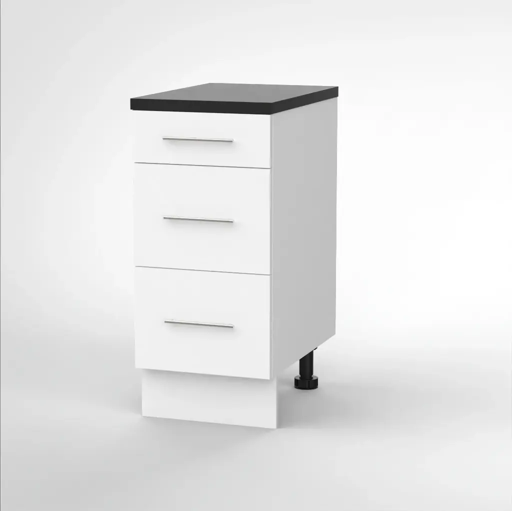 400mm 3 drawer base cabinet (Deco white) (Standard runners)