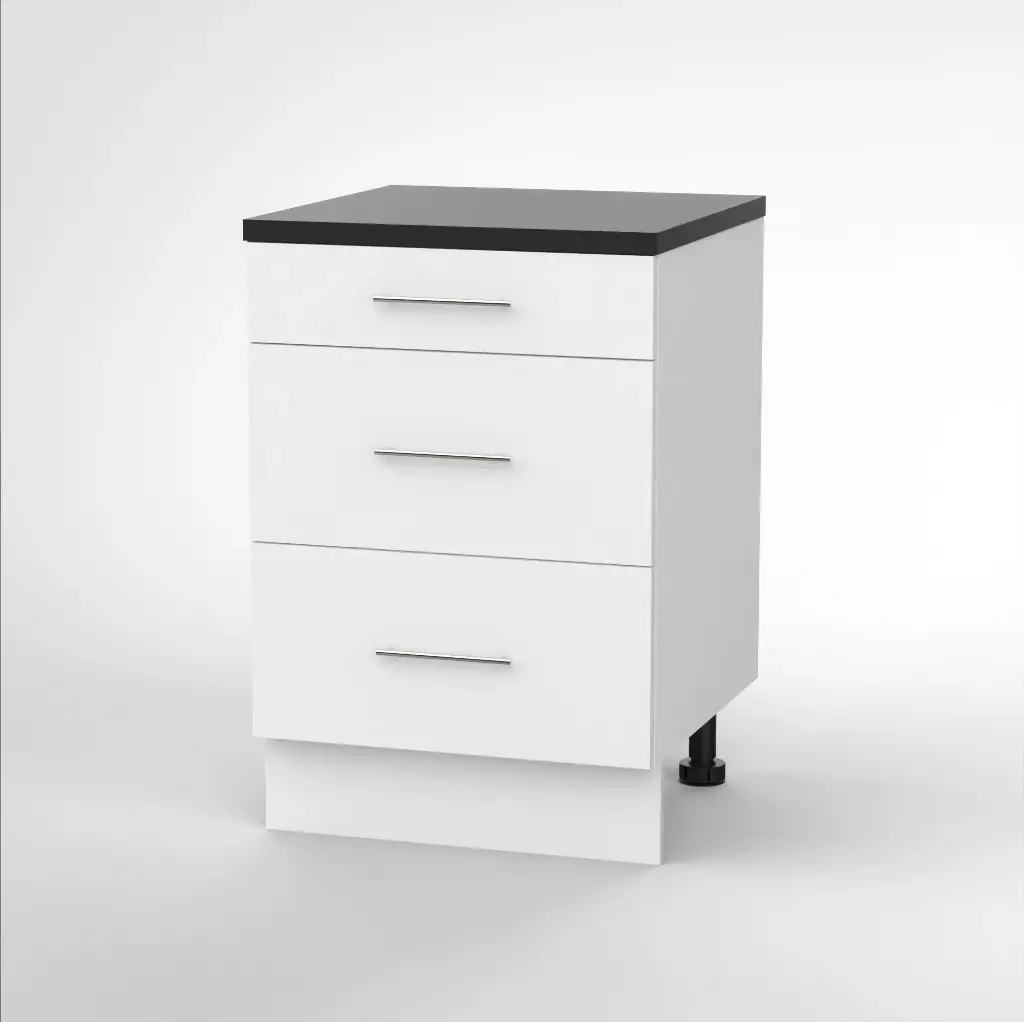 600mm 3 drawer base cabinet (Deco white)