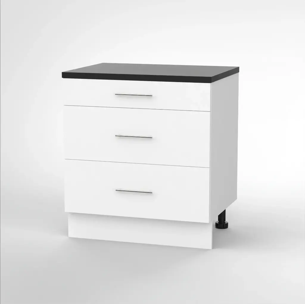 800mm 3 drawer base cabinet (Deco white)