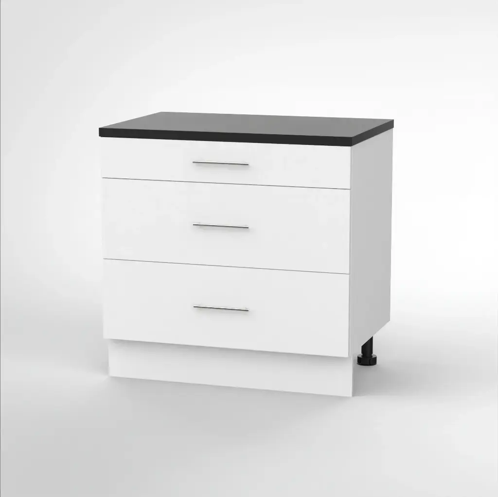 900mm 3 drawer base cabinet (Deco white) (Standard runners)