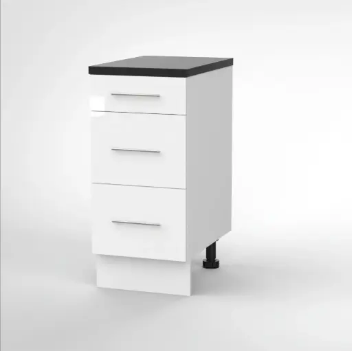 400mm 3 drawer base cabinet (Avant glossy white)