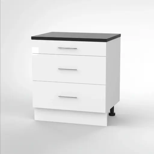 800mm 3 drawer base cabinet (Avant glossy white)