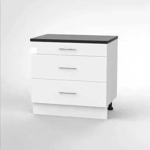 900mm 3 drawer base cabinet (Geneva gloss white)