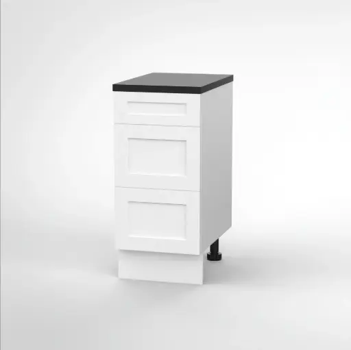 400mm 3 drawer base cabinet (Geneva shaker matte white)