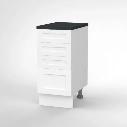400mm 4 drawer base cabinet (Geneva shaker matte white)