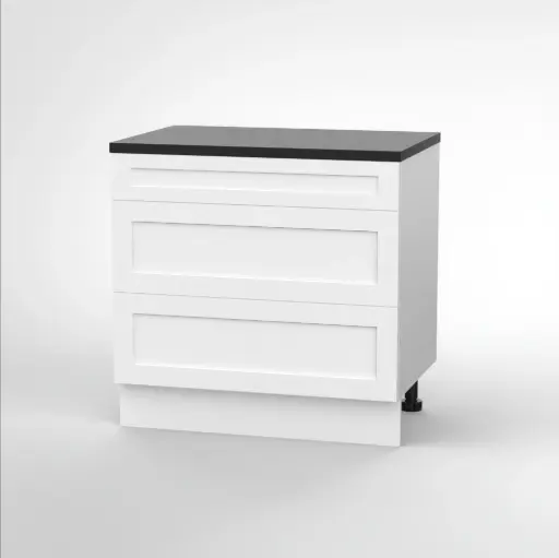 900mm 3 drawer base cabinet (Geneva shaker matte white)
