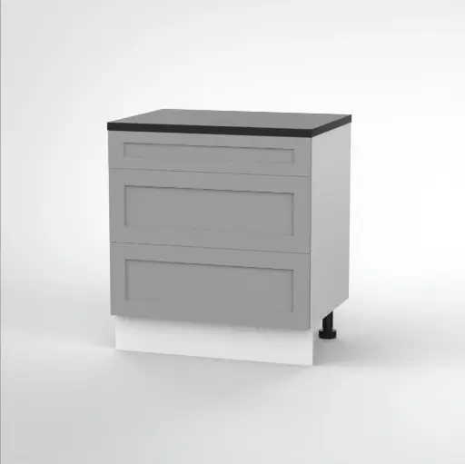 800mm 3 drawer base cabinet (Geneva shaker matte grey)