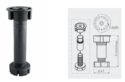Standard cabinet leg with clip
